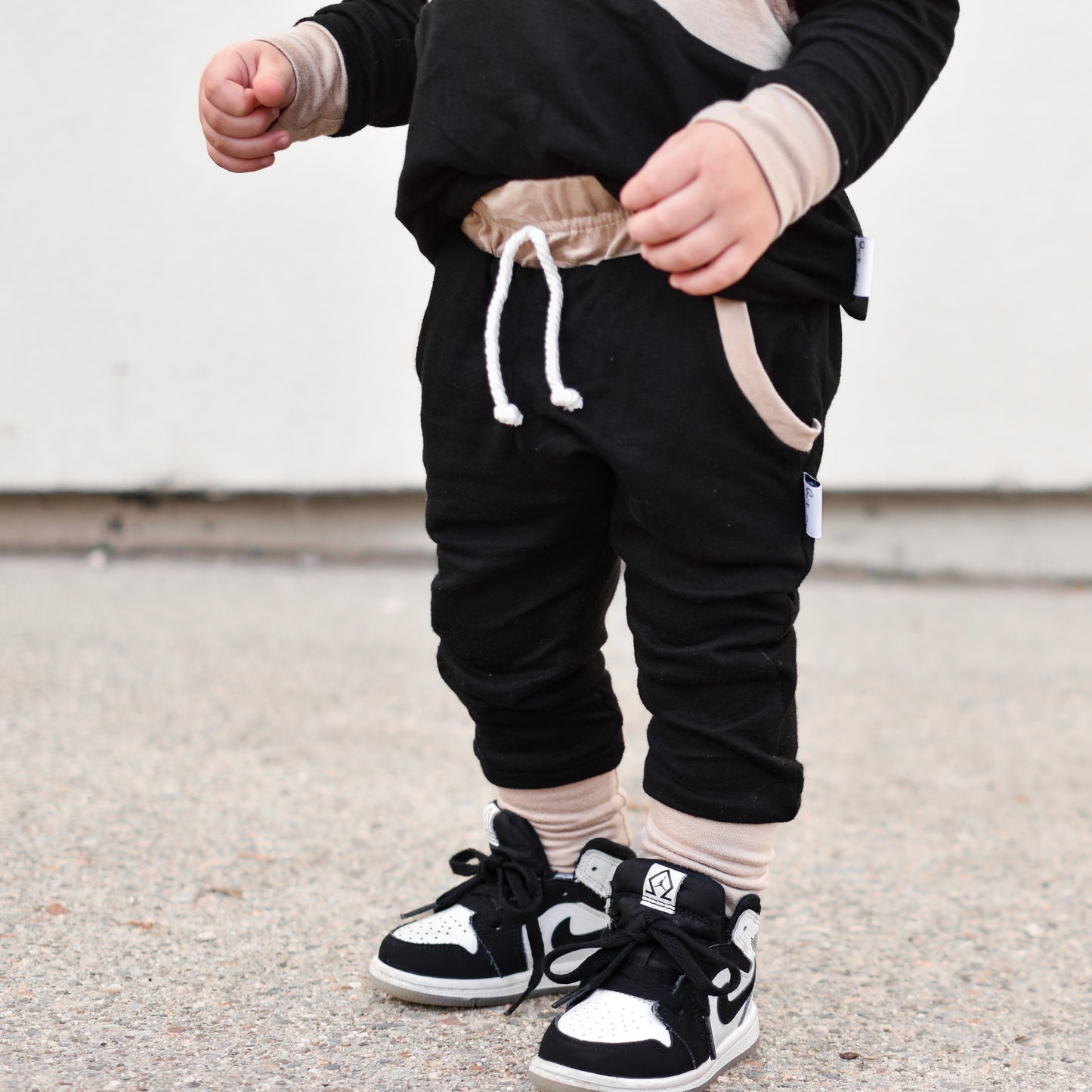 Black/Taupe Color Block Bamboo Joggers